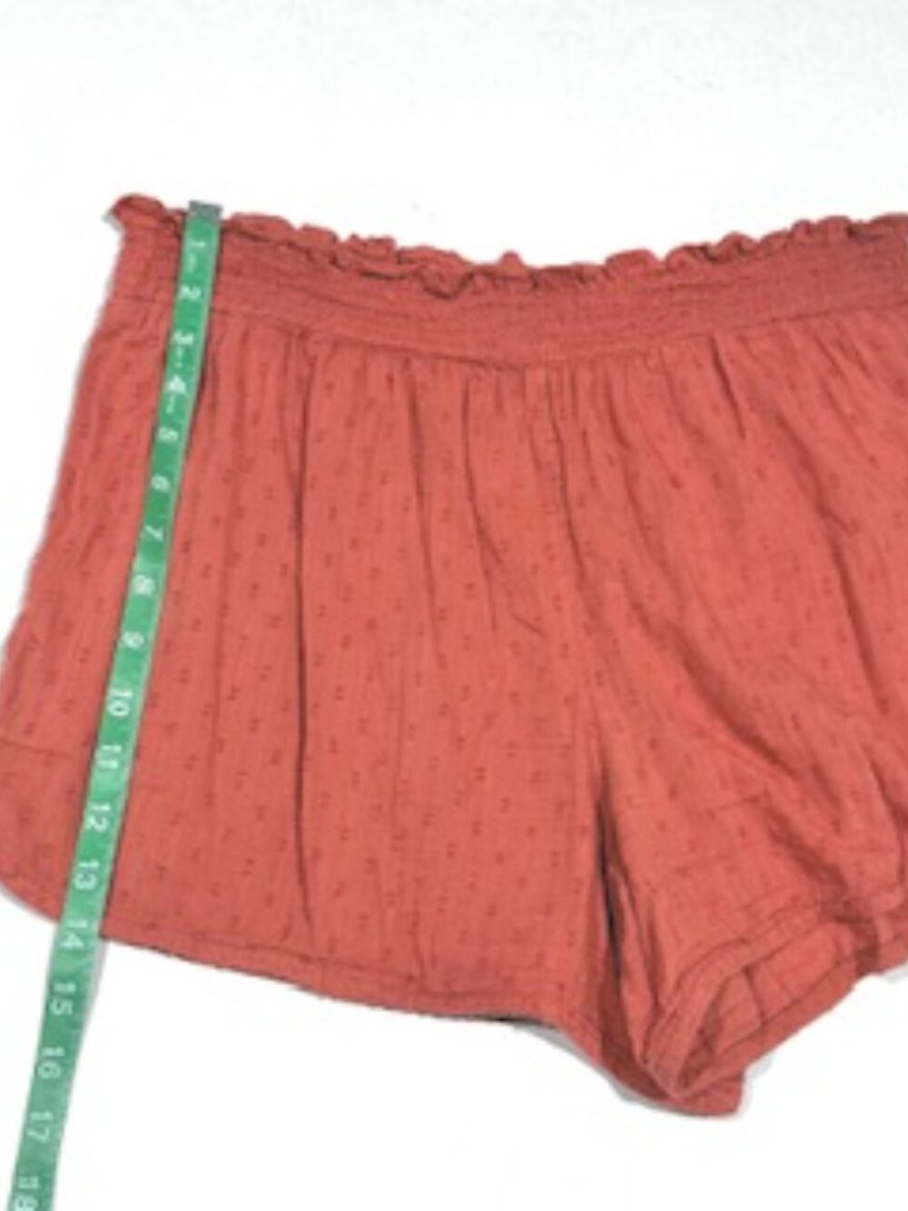 Old Navy Womens Shorts Elastic Waist Smocked Pillet Ruffles Rust Orange Size L - Picture 5 of 9